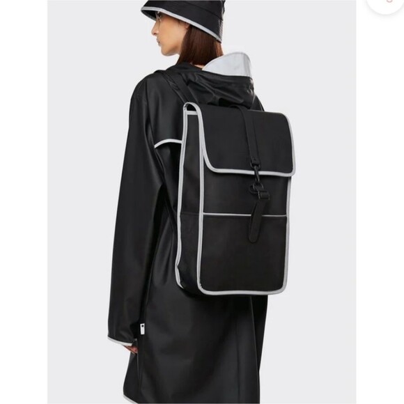 RAINS Reflective Backpack in Black Style No. 14090 Unisex Men Women main image 6